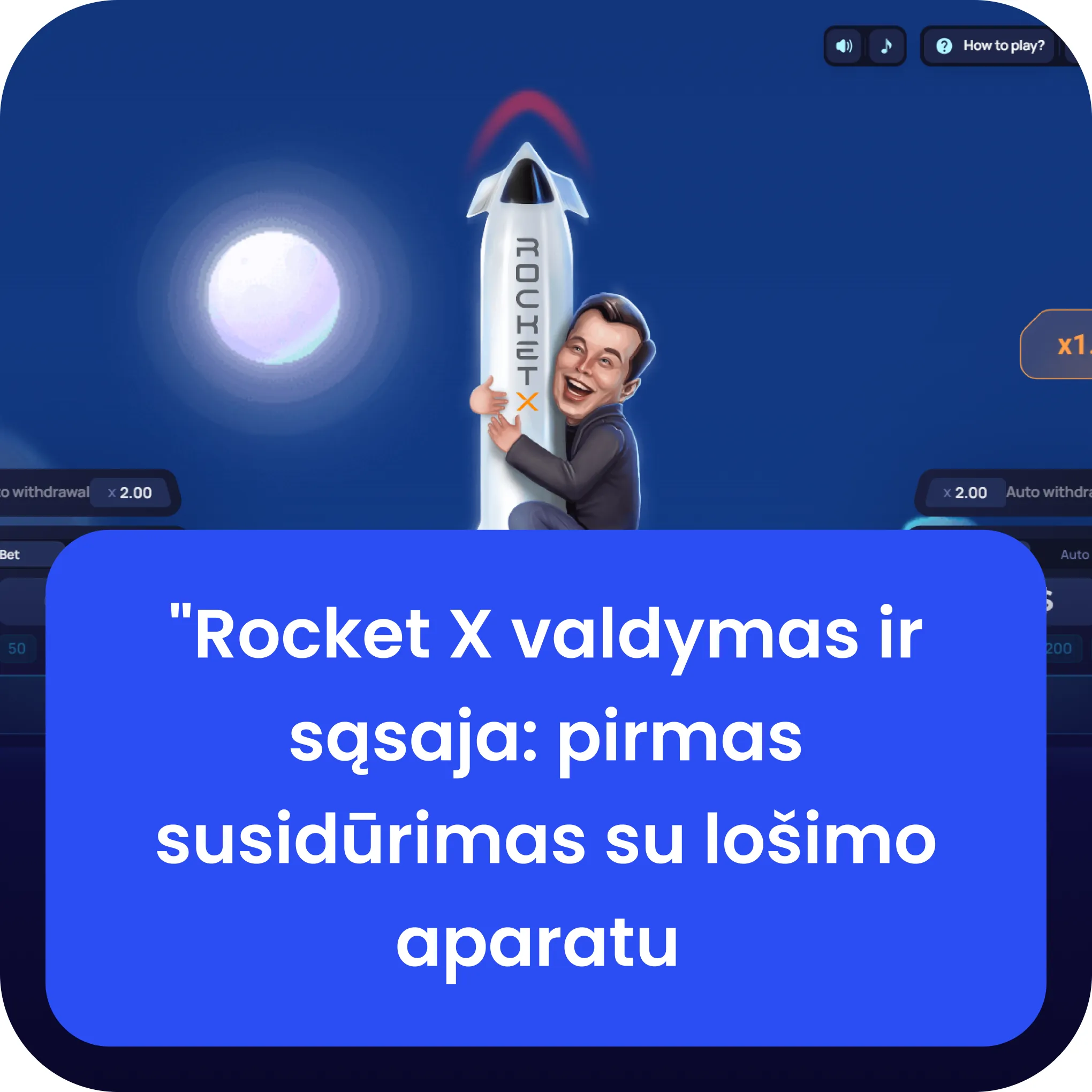 lošimo aparatu rocket x  rocket x valdymas ir sąsaja